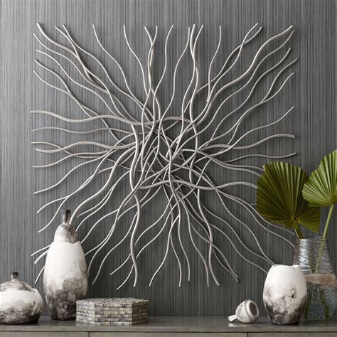 contemporary silver metal wall art|modern metal silver wall art.